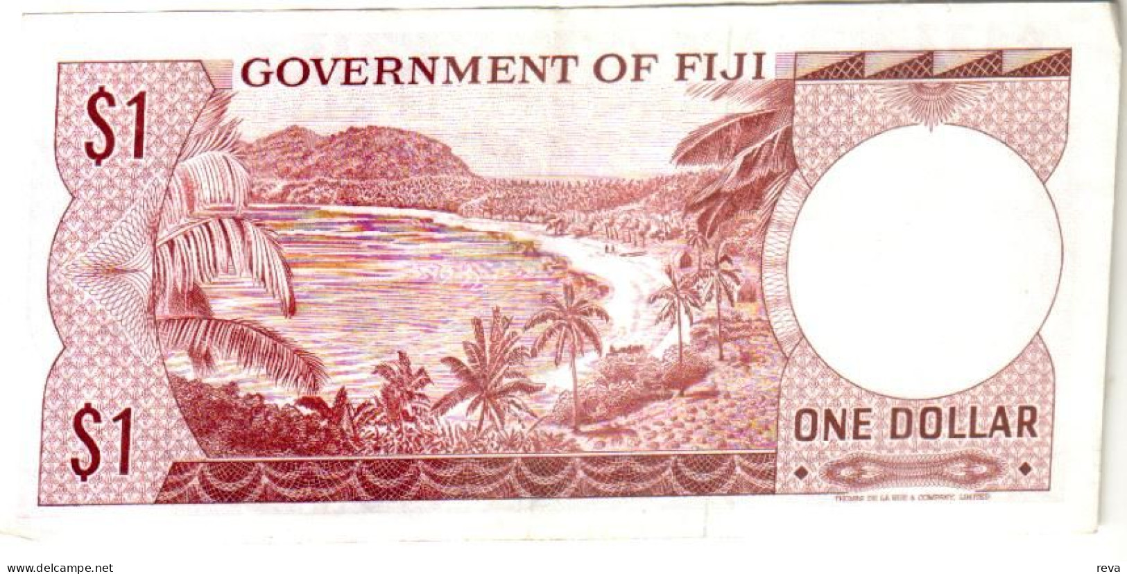 FIJI $1 BROWN NAME OF COUNTRY QEII HEAD FRONT & PALM TREES BACK ND(1968)P.59a SIG. RITCHIE-BARNES READ DESCRIPTION - Fidji