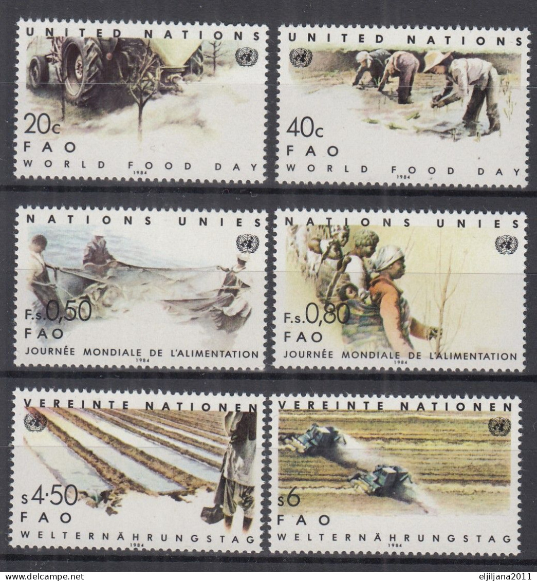 ⁕ UN 1984 UNITED NATIONS ⁕ World Food Day - New York, Vienna & Geneva ⁕ 6v MNH - Gemeinschaftsausgaben New York/Genf/Wien