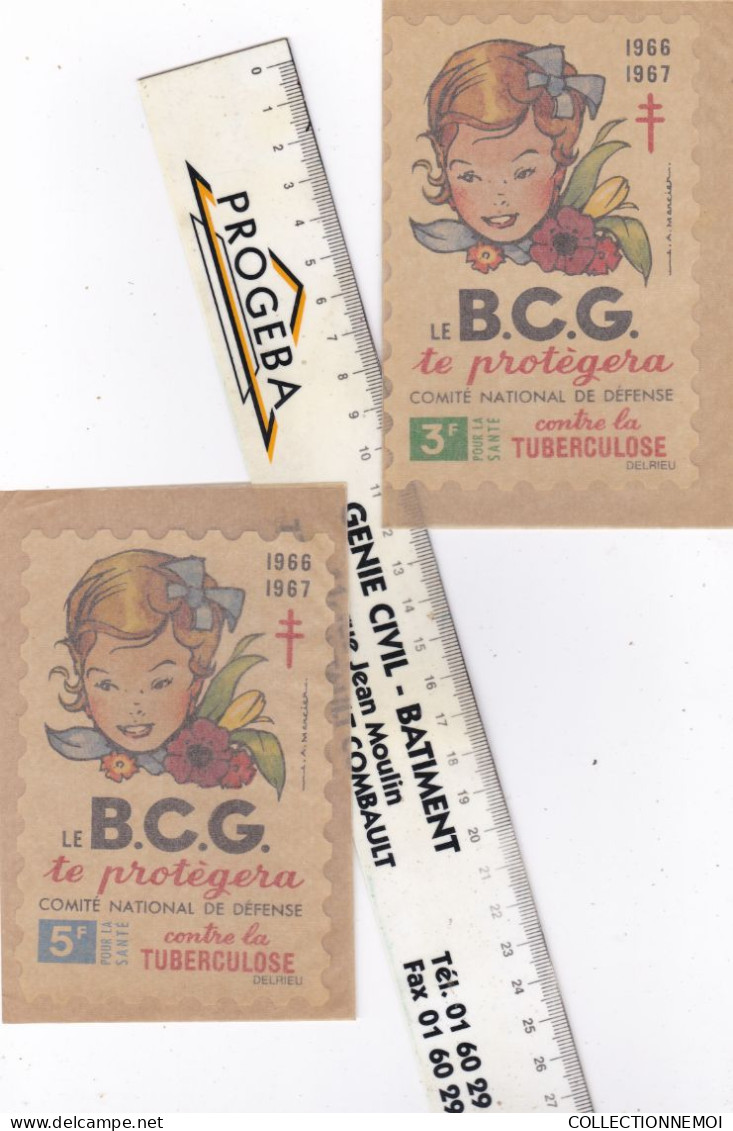 2 Vignettes De 1966/7 ,,,, Le B.C.G. Te Protegera ,,,3F Et 5F - Tuberkulose-Serien