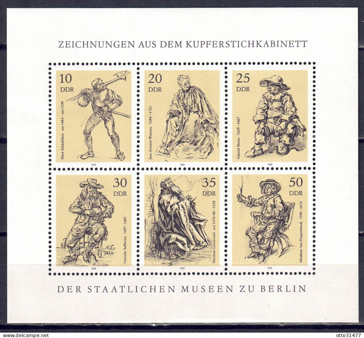 DDR 1978 - Kupferstiche, Nr. 2347 - 2352 Im Kleinbogen, Postfrisch ** / MNH - 1971-1980