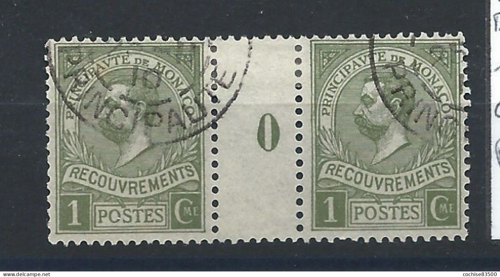 Monaco Timbre Taxe N°8 Obl (FU) 1910 En Paire Millésime - Postage Due