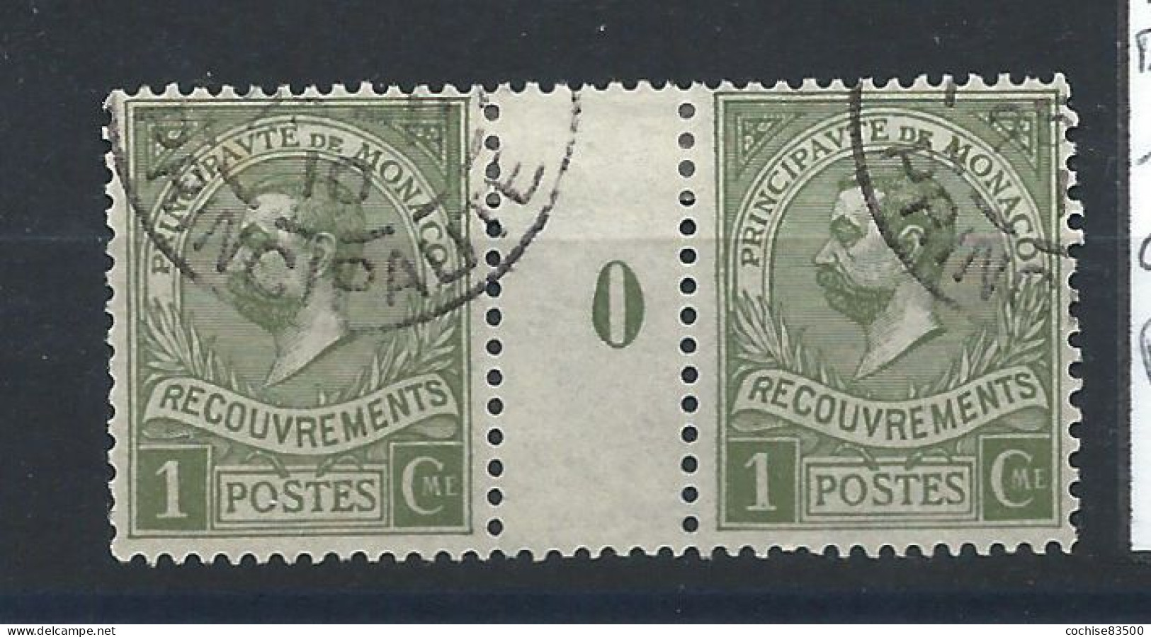 Monaco Timbre Taxe N°8 Obl (FU) 1910 En Paire Millésime - Taxe