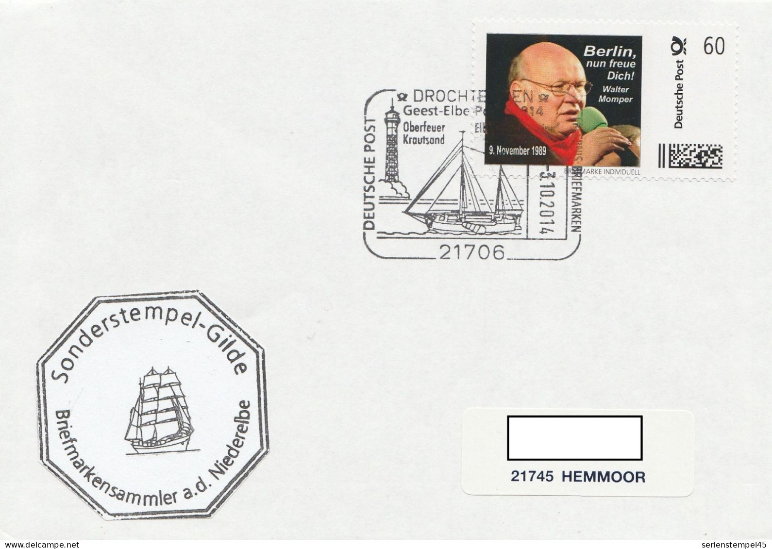 Deutschland Brief Mit Individuell Marke Motiv Walter Momper Berlin Nun Freue Dich 9 November 1989 - Personnalized Stamps