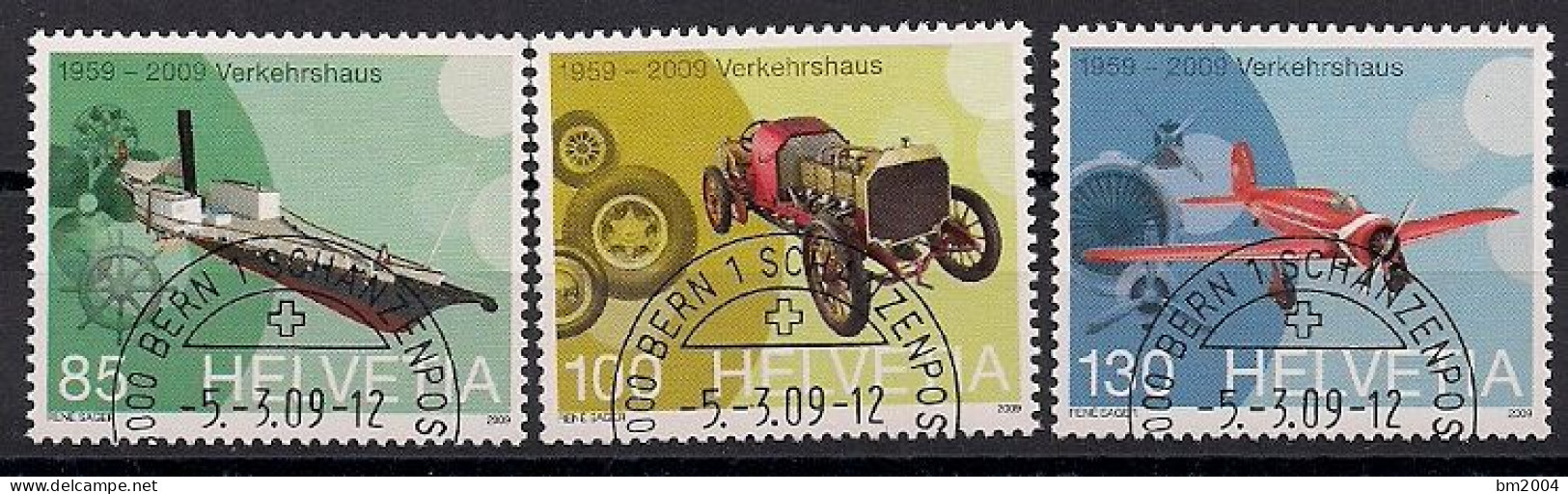 2009 Schweiz   Mi. 2089-91 FD-used   50 Jahre Verkehrshaus Der Schweiz - Oblitérés