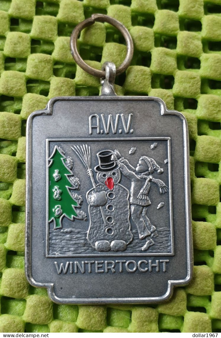 Medaile :  Aalsmeerse Wandelsport Vereniging (AWV) Sneeuwpop -  Original Foto  !!  Medallion  Dutch - Andere & Zonder Classificatie