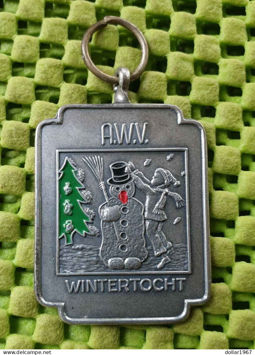 Medaile :  Aalsmeerse Wandelsport Vereniging (AWV) Sneeuwpop -  Original Foto  !!  Medallion  Dutch - Altri & Non Classificati