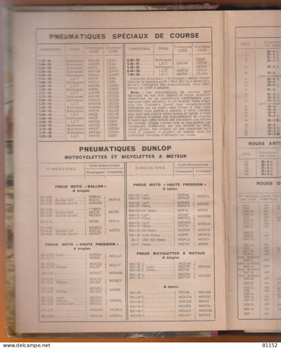 Agenda  1936 de " DUNLOP " offert par le garage Gaston SIOT à CHALONS-SUR-MARNE avec belles ILLUSTRATIONS ép 1.8 cm