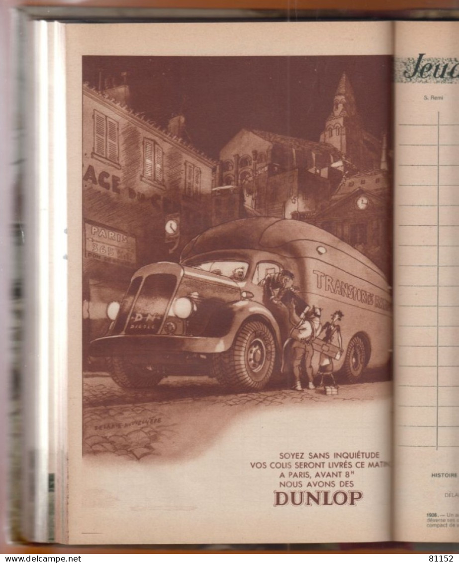 Agenda  1936 de " DUNLOP " offert par le garage Gaston SIOT à CHALONS-SUR-MARNE avec belles ILLUSTRATIONS ép 1.8 cm