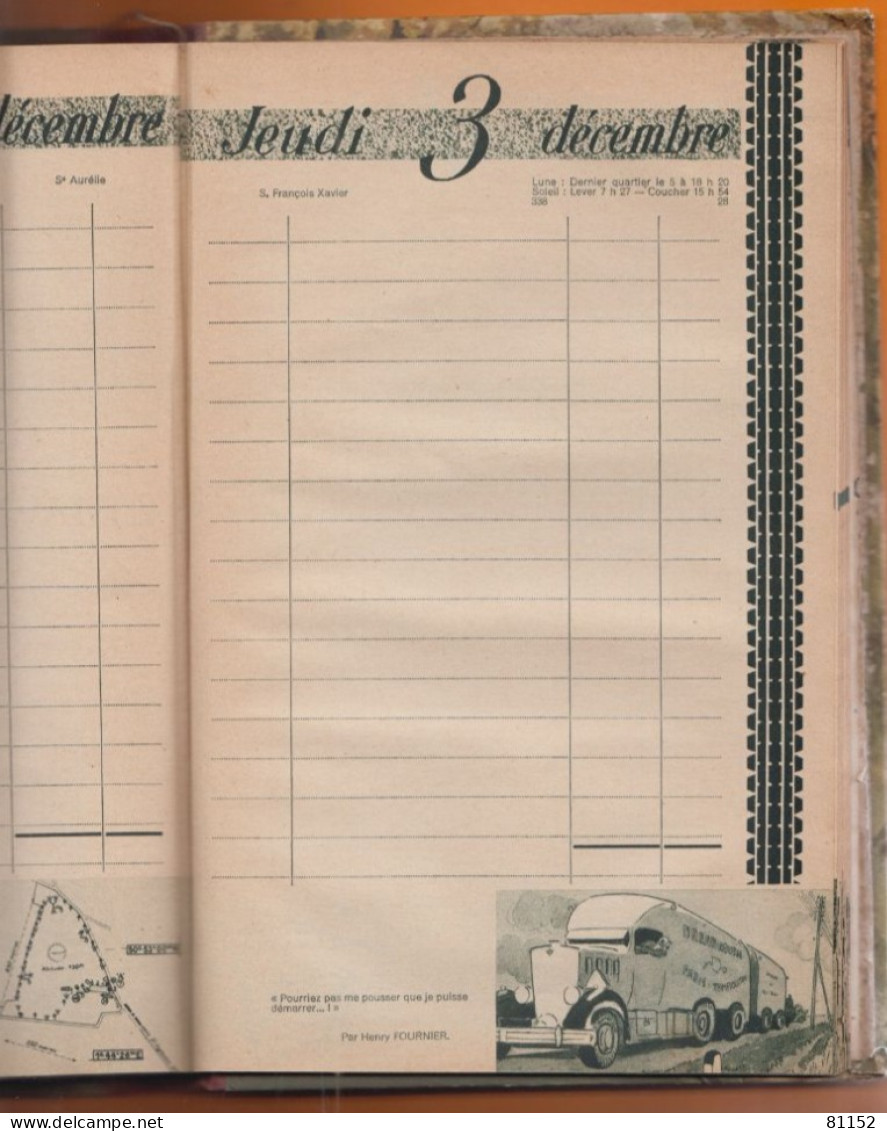 Agenda  1936 de " DUNLOP " offert par le garage Gaston SIOT à CHALONS-SUR-MARNE avec belles ILLUSTRATIONS ép 1.8 cm