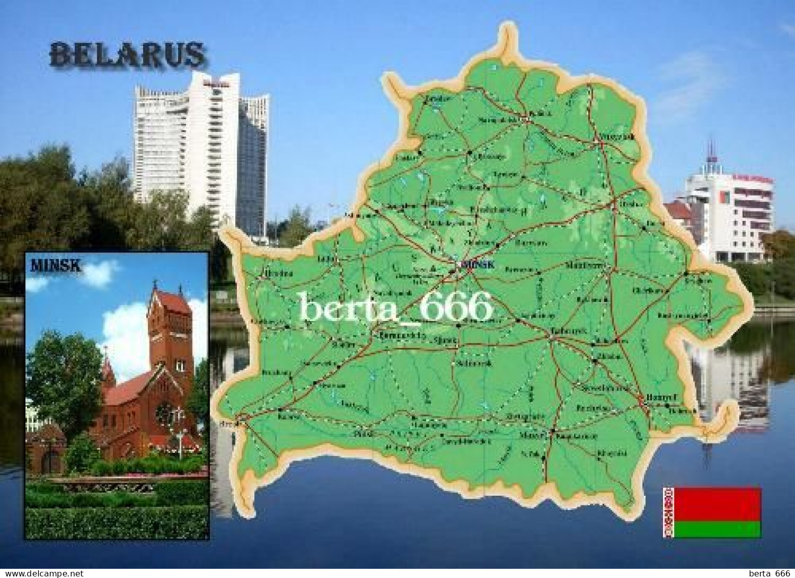 Belarus Country Map New Postcard * Carte Geographique * Landkarte - Belarus