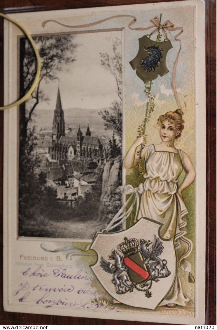 AK 1900's Cpa Gruss Aus Gruß Freiburg Prägekarte Fribourg Loures Jugendstil - Freiburg I. Br.