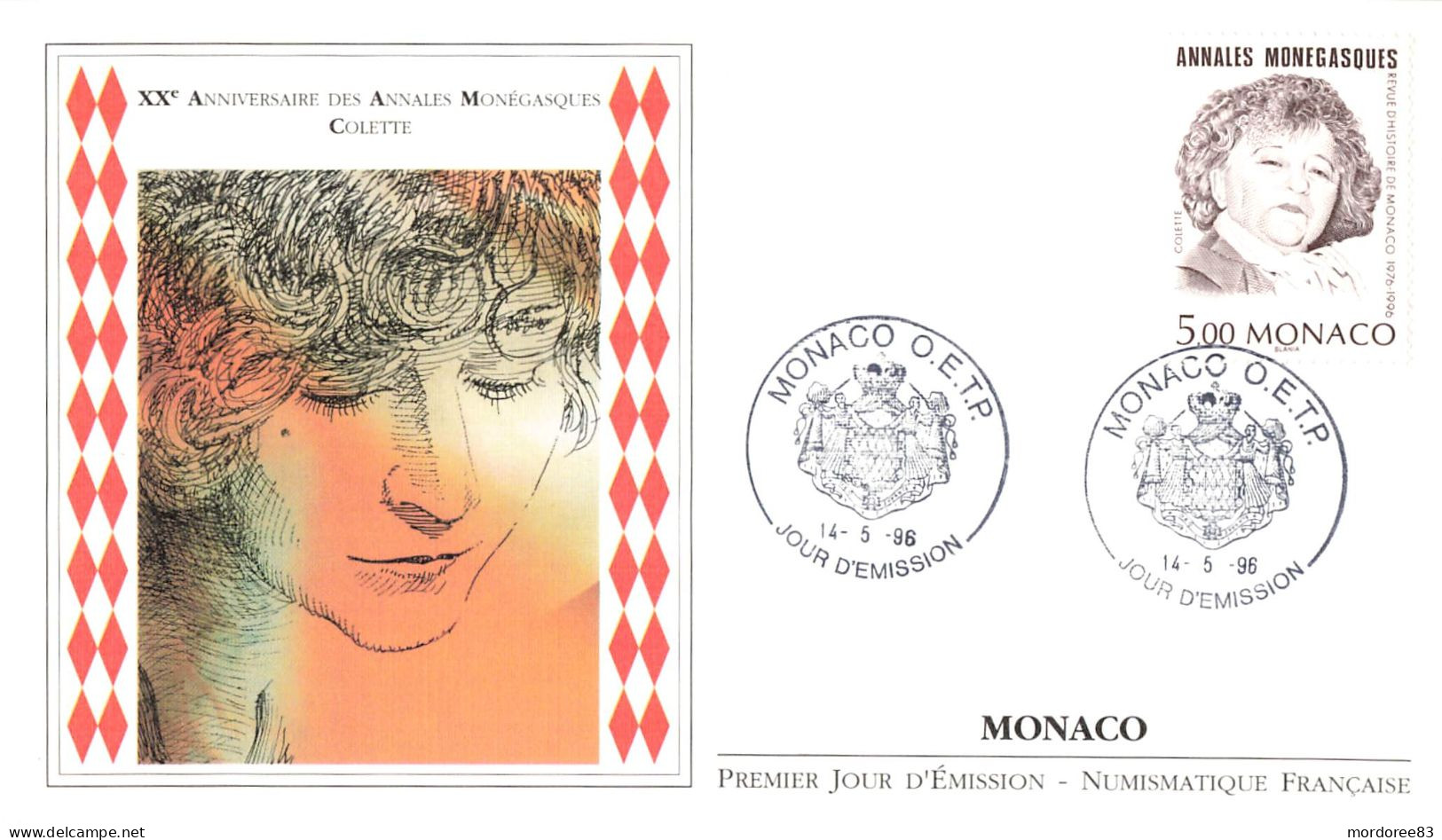 Monaco Fdc 1996 Collette - FDC