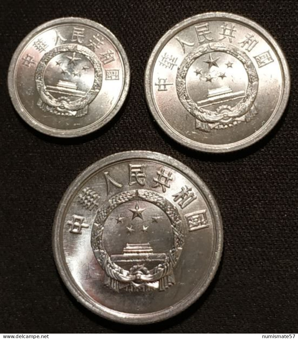 CHINE - CHINA - LOT DE 3 PIECES - 1 FEN 1982 - KM 1 - 2 FEN 1982 - KM 2 - 5 FEN 1982 - KM 3 - Chine