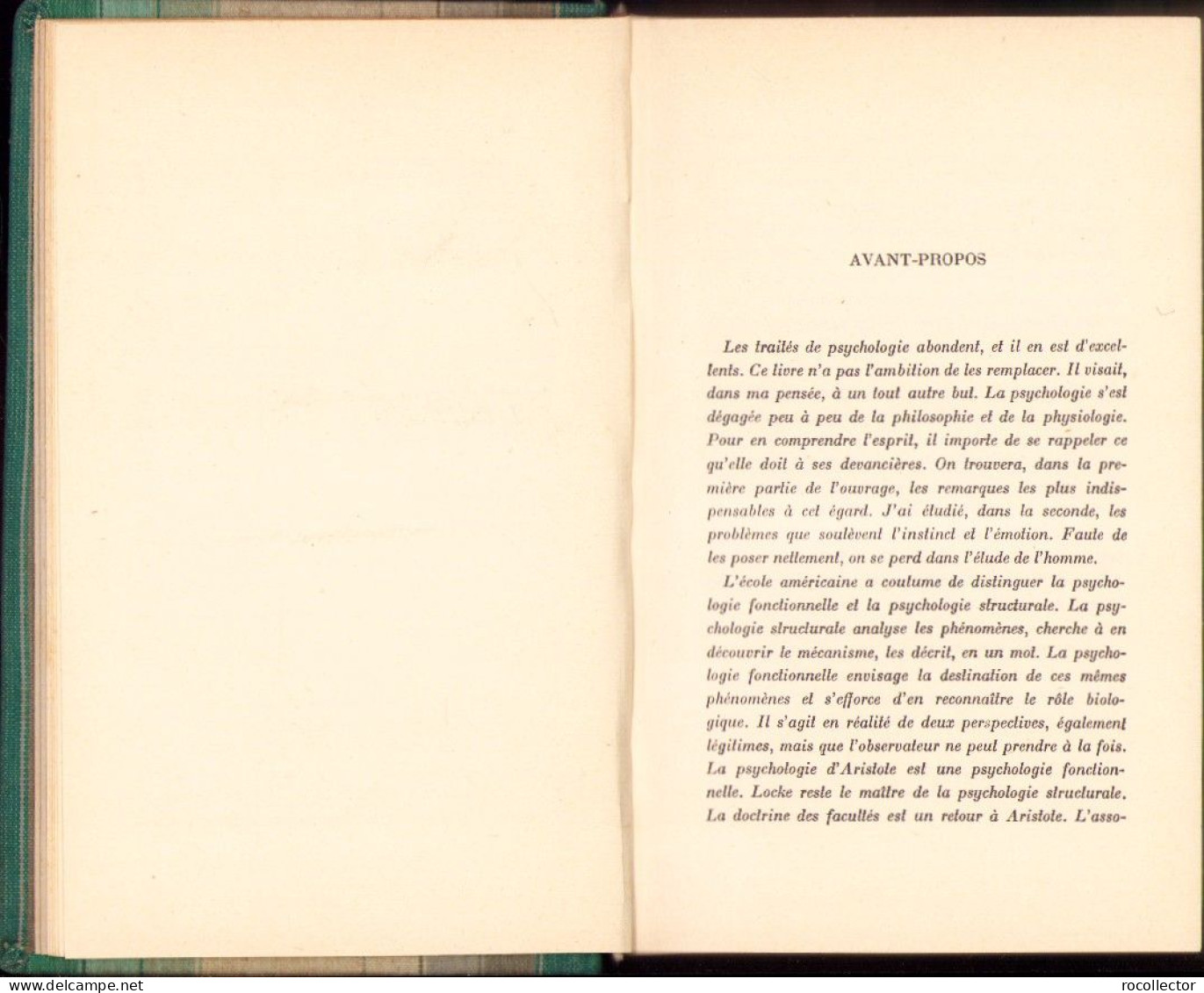 Introduction A La Psychologie. L’instinct Et L’emotion Par J. Larguier Des Bancels, 1934, Paris C3493 - Old Books