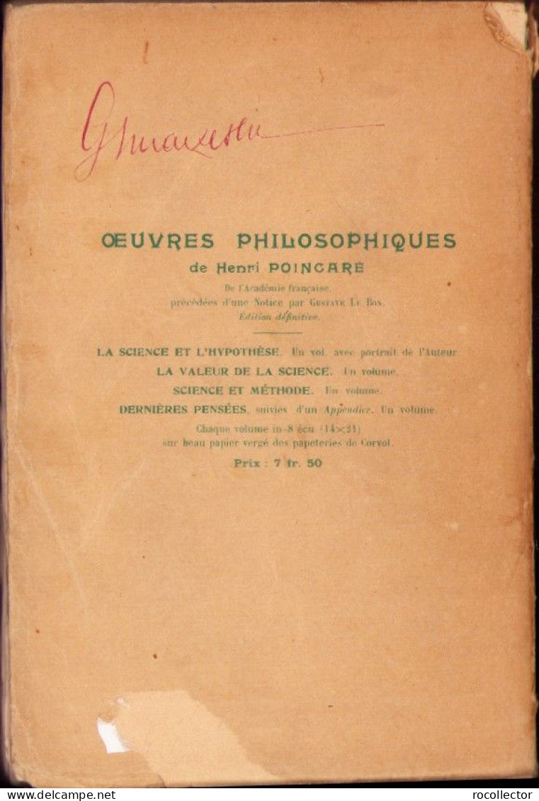 La Valeur De La Science, Edition Definitive, Par Henri Poincare, Paris C3492 - Livres Anciens