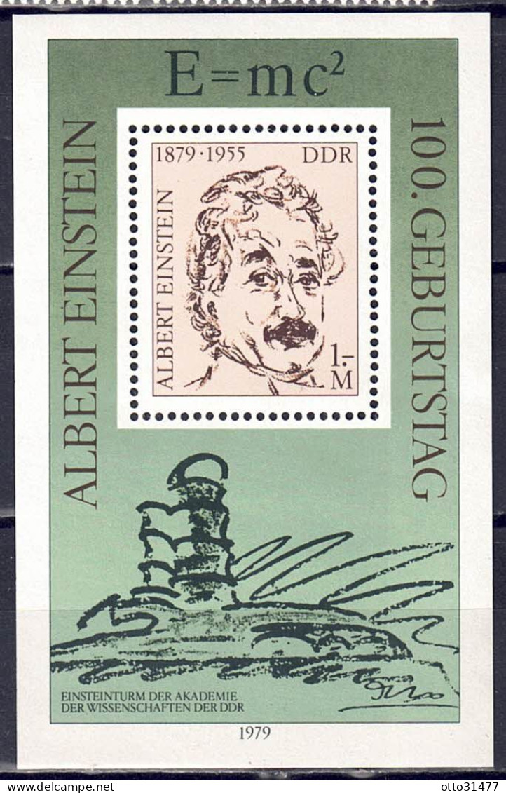 DDR 1979 - Albert Einstein, Block 54, Postfrisch ** / MNH - 1971-1980