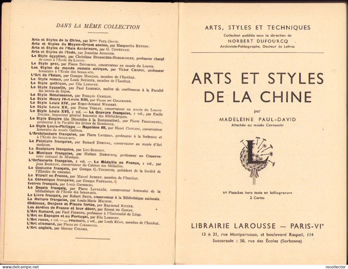 Arts Et Styles De La Chine Par Madeleine Paul-David C3454 - Livres Anciens