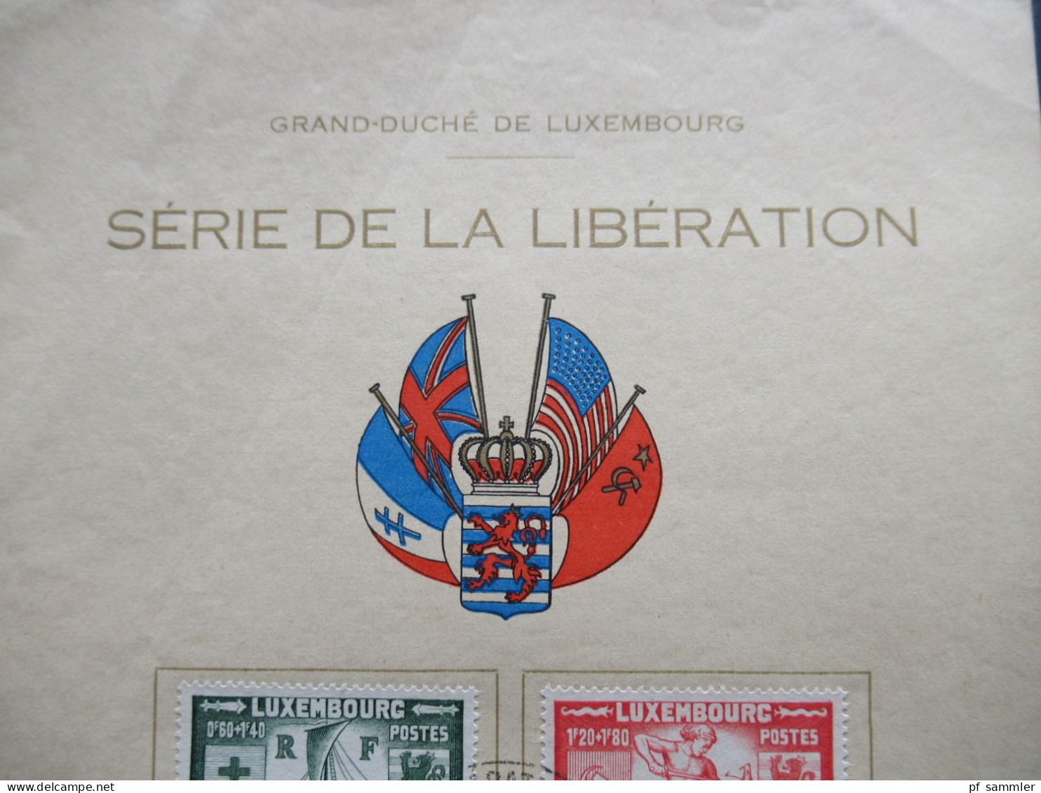 Luxemburg 1.3.1945 Befreiung Luxemburgs Liberation Sonderblatt / Gedenkblatt Mit Mi.Nr.343 / 346 Und Sonderstempel - Brieven En Documenten