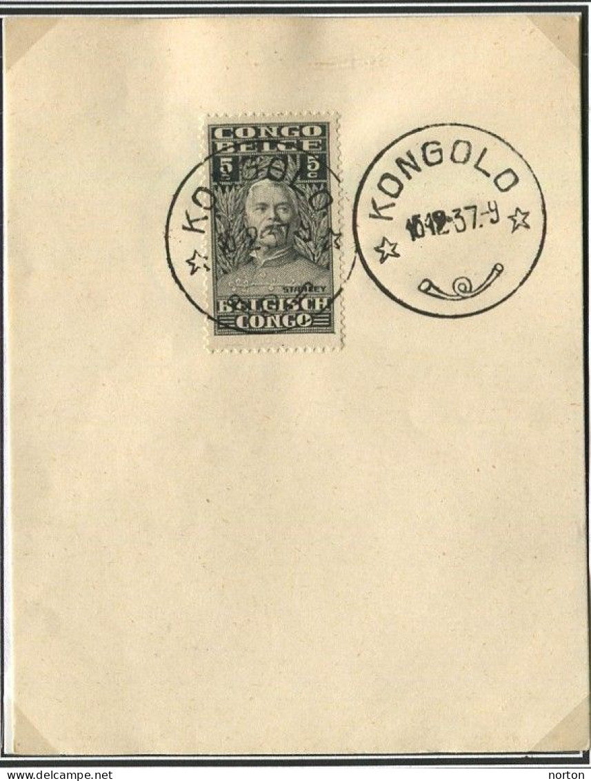 Congo Kongolo Oblit. Keach 8A1 Sur C.O.B. 135 Sur Papier Libre Le 15/12/1937 - Brieven En Documenten