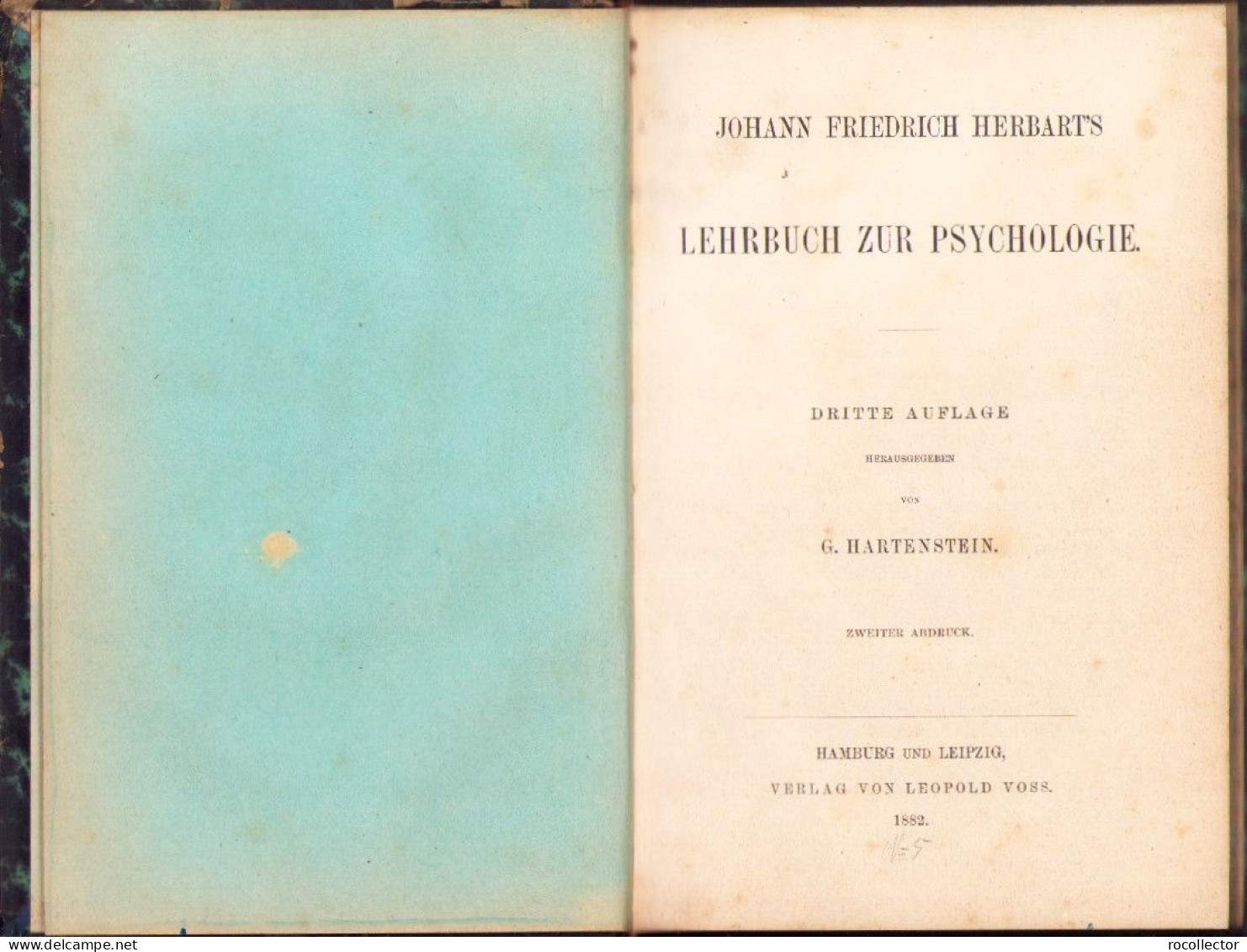 Lehrbuch Zur Psychologie Von Johann Friedrich Herbarts, 1882 C3450 - Old Books