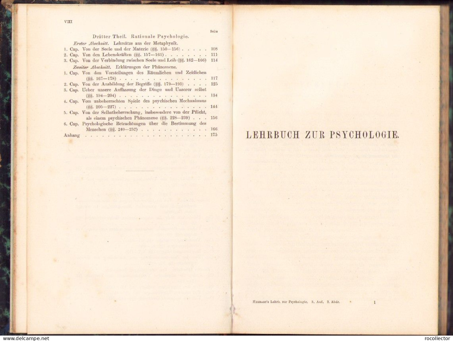 Lehrbuch Zur Psychologie Von Johann Friedrich Herbarts, 1882 C3450 - Old Books