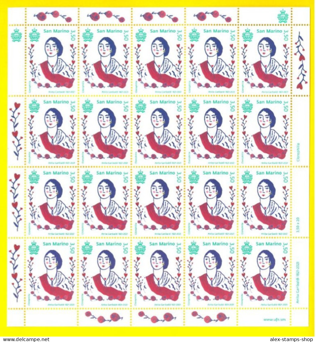 SAN MARINO 2021 Minifoglio Born Anita GARIBALDI New Sheet - Blocs-feuillets