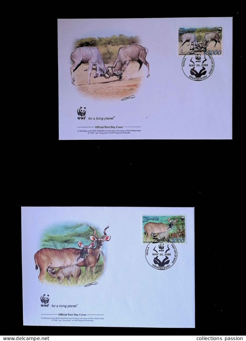 CL, FDC, First Day Of Issue, Zambia, Zambie, Ndola , May 30, 2088, WWF, Greater Kudu, LOT DE 4 MAXIMUM - Zambie (1965-...)