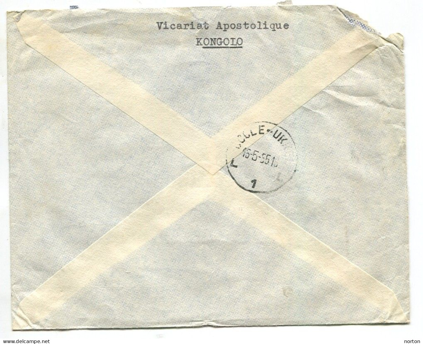 Congo Kongolo Oblit. Keach 8A4 Sur C.O.B. 336 Sur Lettre Vers Bruxelles Via Uccle Le 13/05/1955 - Storia Postale