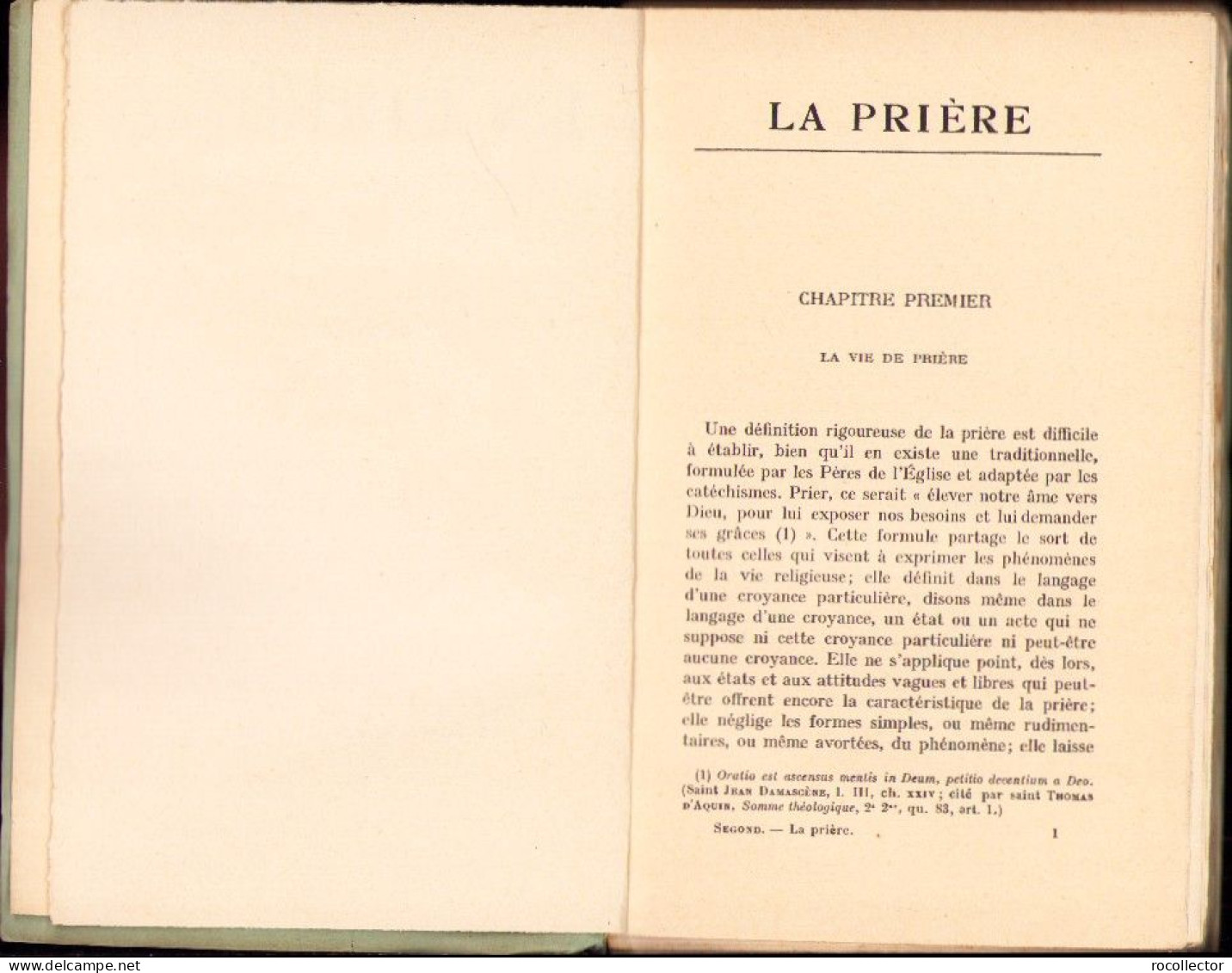 La Prière. Etude De Psychologie Religieuse‎ Par J. Segond, 1925, Paris C3445 - Old Books