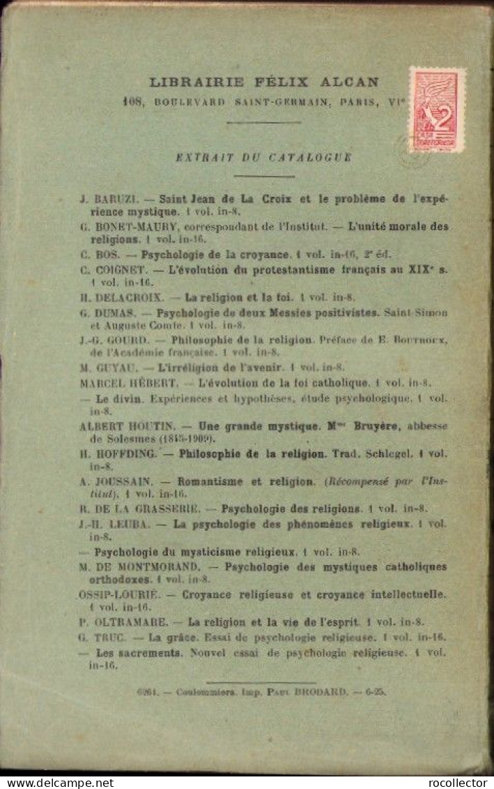 La Prière. Etude De Psychologie Religieuse‎ Par J. Segond, 1925, Paris C3445 - Libri Vecchi E Da Collezione