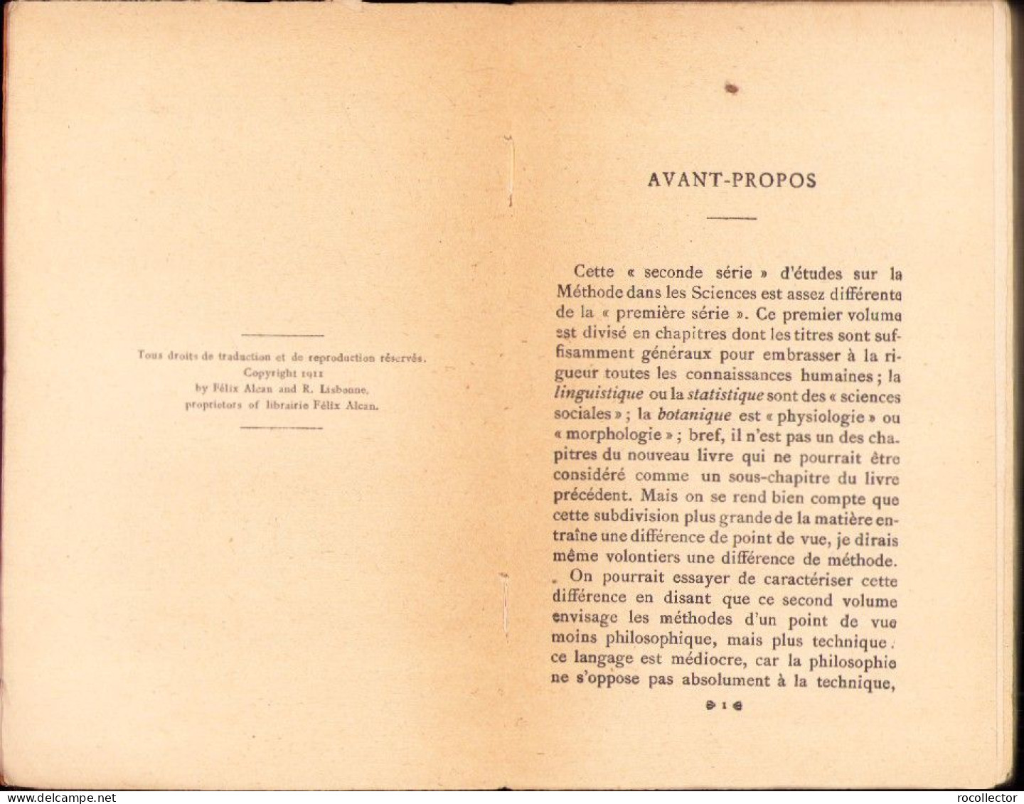 De La Méthode Dans Les Sciences, 1924, Paris C3444 - Alte Bücher