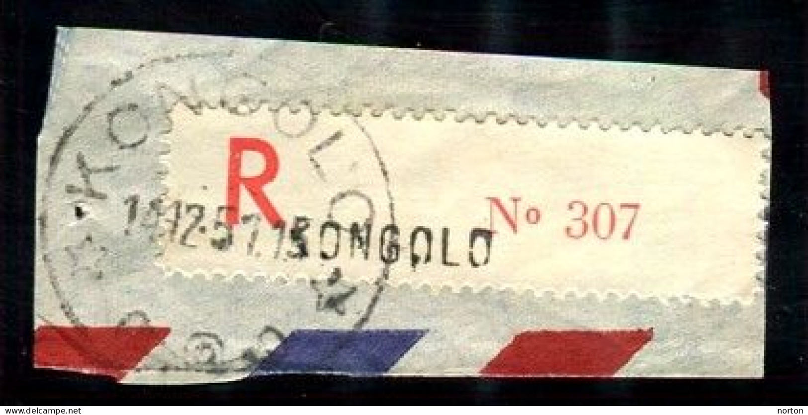 Congo Kongolo Etiquette De Recommandé Type 2Ad/R-O/B (petite Griffe Majuscule) Dent. 11 1/2 - Briefe U. Dokumente