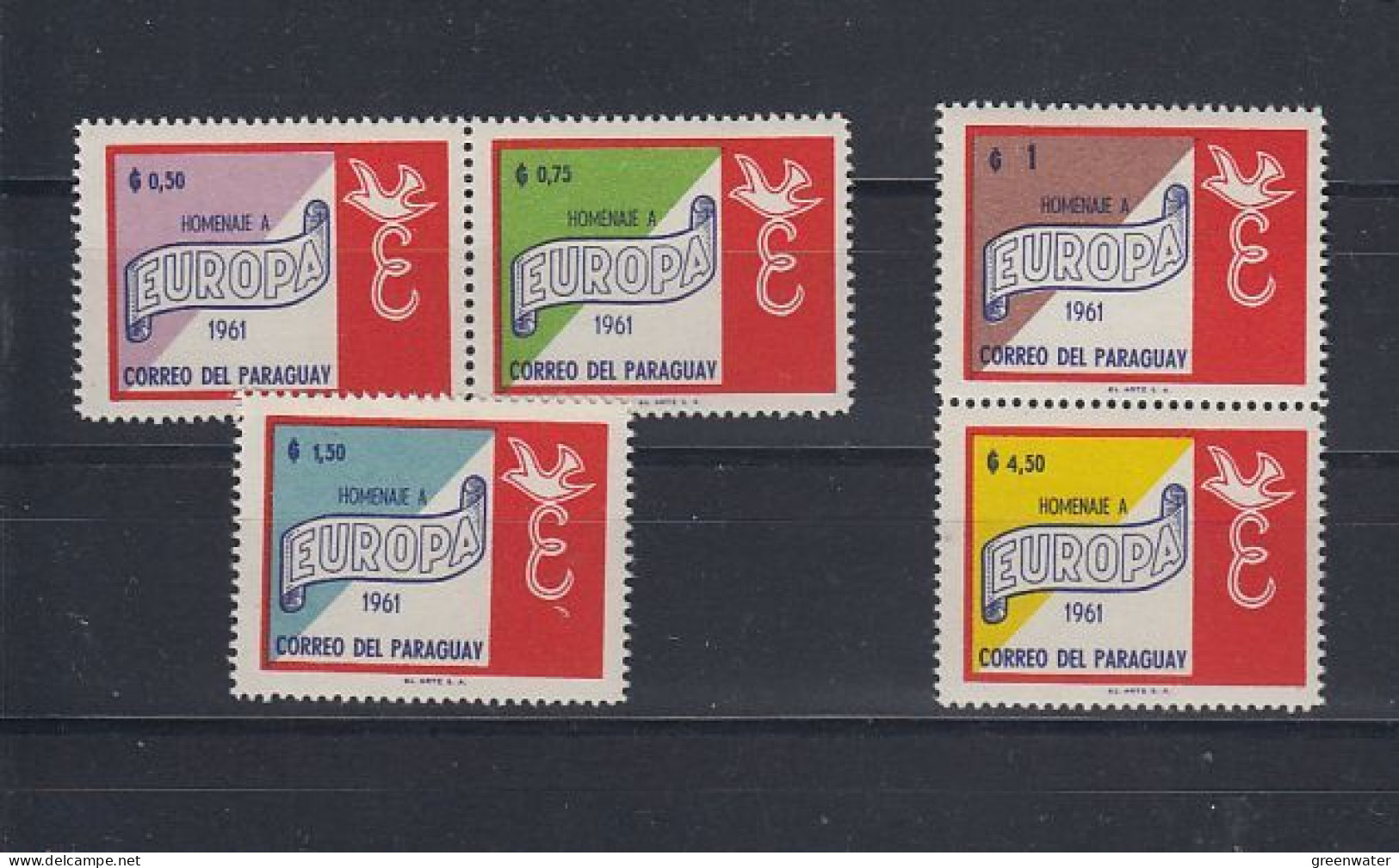 Europa 1961 Paraguay 5v Perforated (from M/s) ** Mnh (59176) - 1961