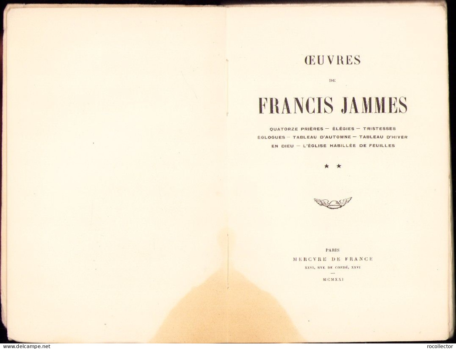 Oeuvres De Francis Jammes, Tome II, 1921 C3440 - Libri Vecchi E Da Collezione