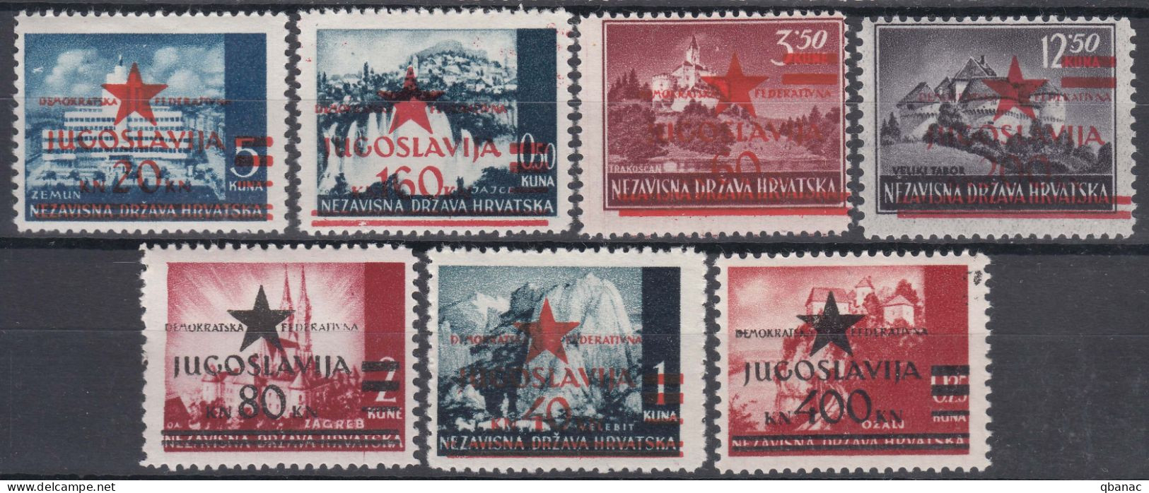 Yugoslavia 1945 Provisory Set Zagreb Mi#1-7 Mint Hinged - Neufs