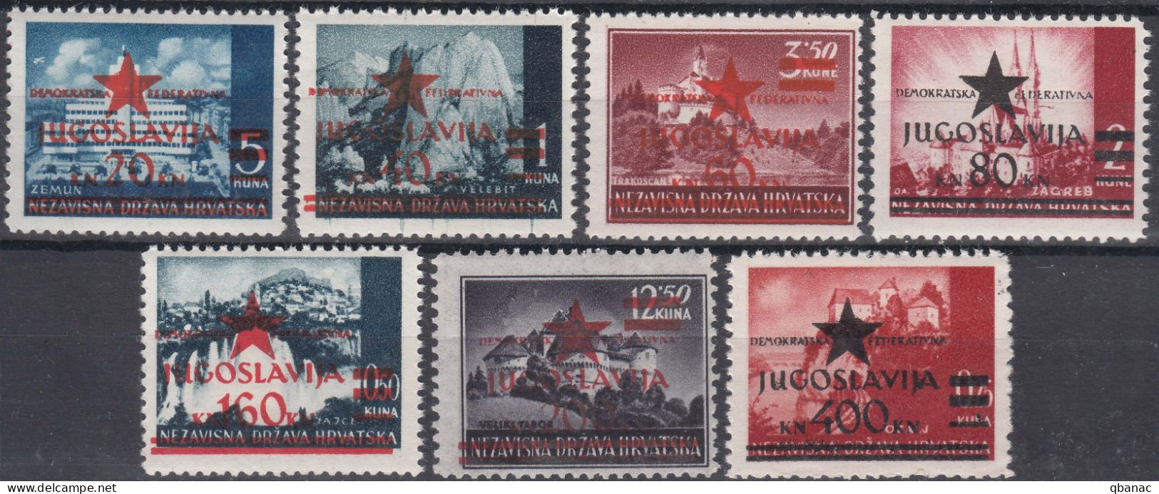 Yugoslavia 1945 Provisory Set Zagreb Mi#1-7 Mint Never Hinged - Neufs