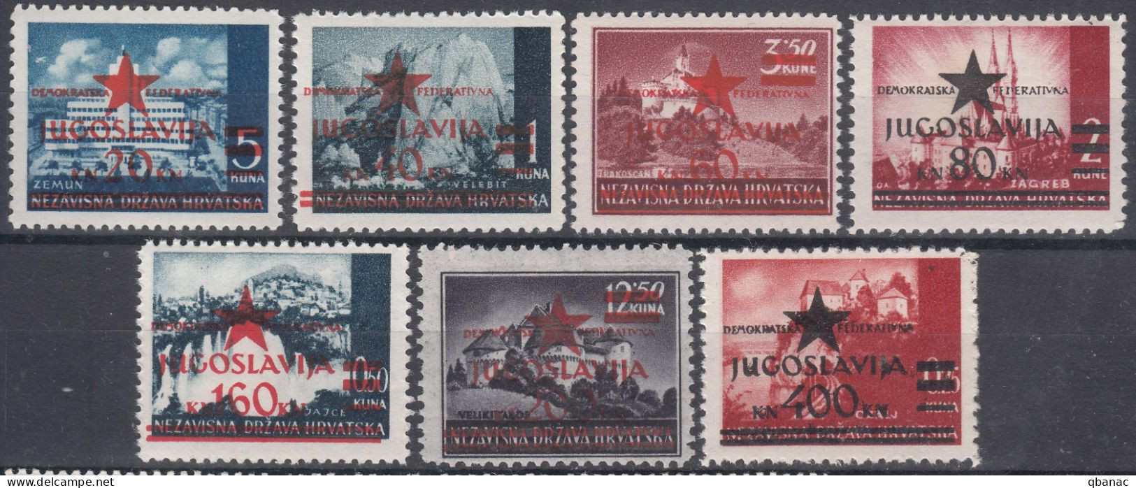 Yugoslavia 1945 Provisory Set Zagreb Mi#1-7 Mint Never Hinged - Neufs