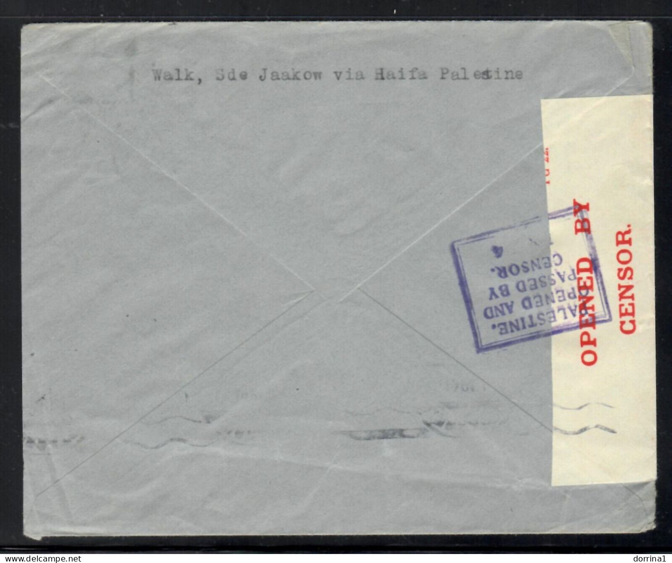 Walk. Sde Jaakow Via Haifa Palestine 1947 Mandate Censored Cover To Switzerland - Palestine