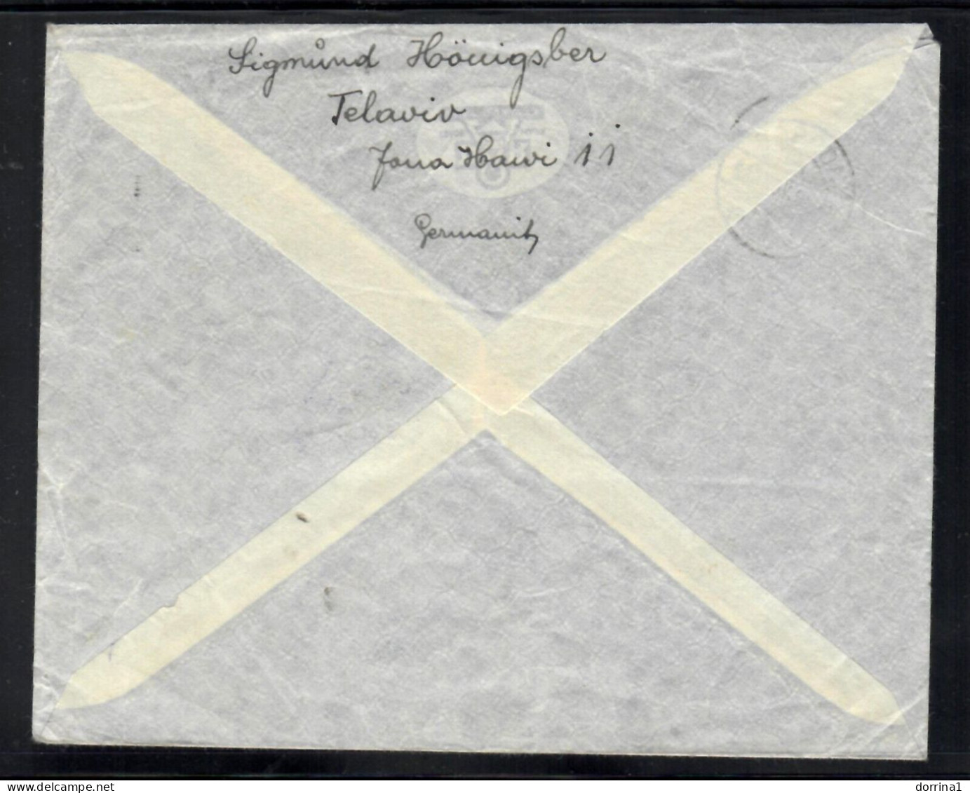 Palestine Tel Aviv 1939 Airmail Cover British Mandate Post Passed By Cencor T4 - Palästina