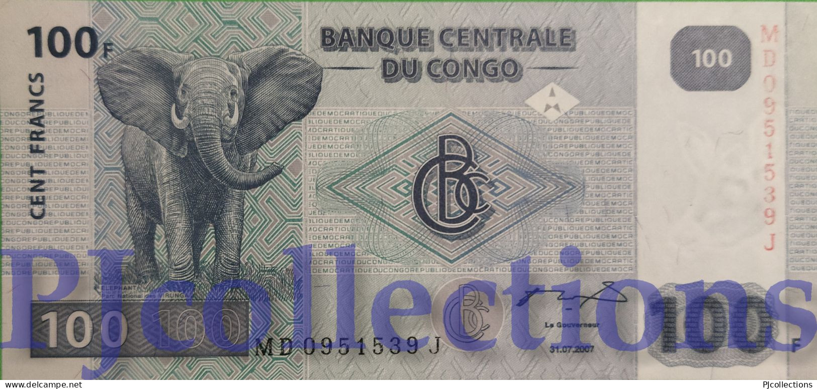 CONGO DEMOCRATIC REPUBLIC 100 FRANCS 2007 PICK 98a AUNC - Democratic Republic Of The Congo & Zaire