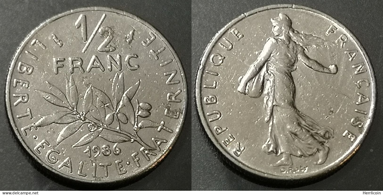Monnaie France - 1965 - Demi Franc Semeuse O.Roty, Tranche Striée, Nickel - 1/2 Franc