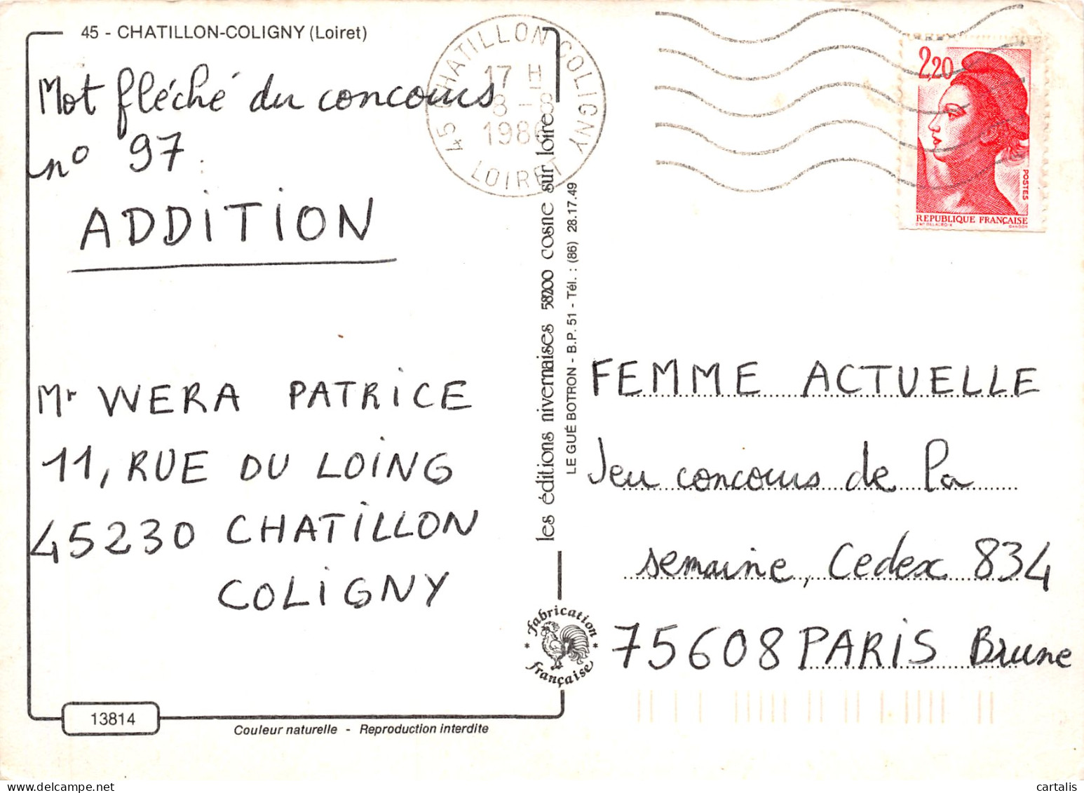 45-CHATILLON COLIGNY-N°3895-B/0083 - Chatillon Coligny