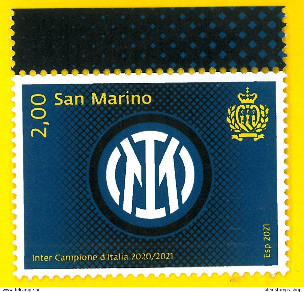 SAN MARINO 2021 Francobollo INTER Campione D'Italia 2020/2021 - Nuovi