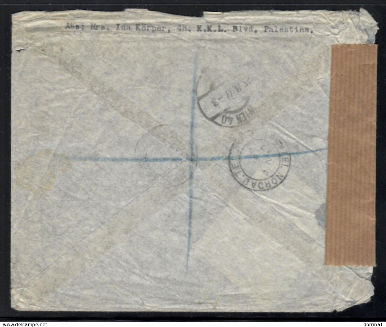 Registered Express Cover Tel Aviv Palestine 1947 AirMail British Mandate Cencor - Palestine