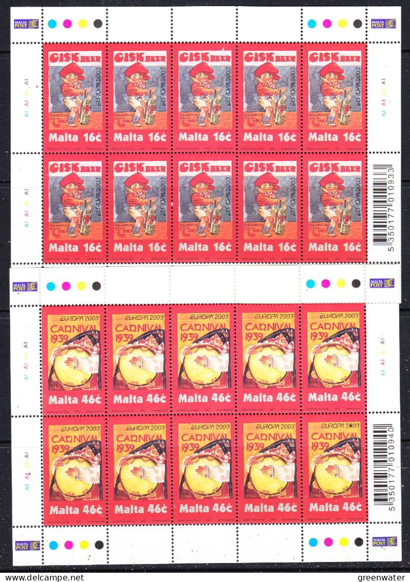 Europa Cept 2003 Malta 2v Sheetlets ** Mnh (59188) - 2003