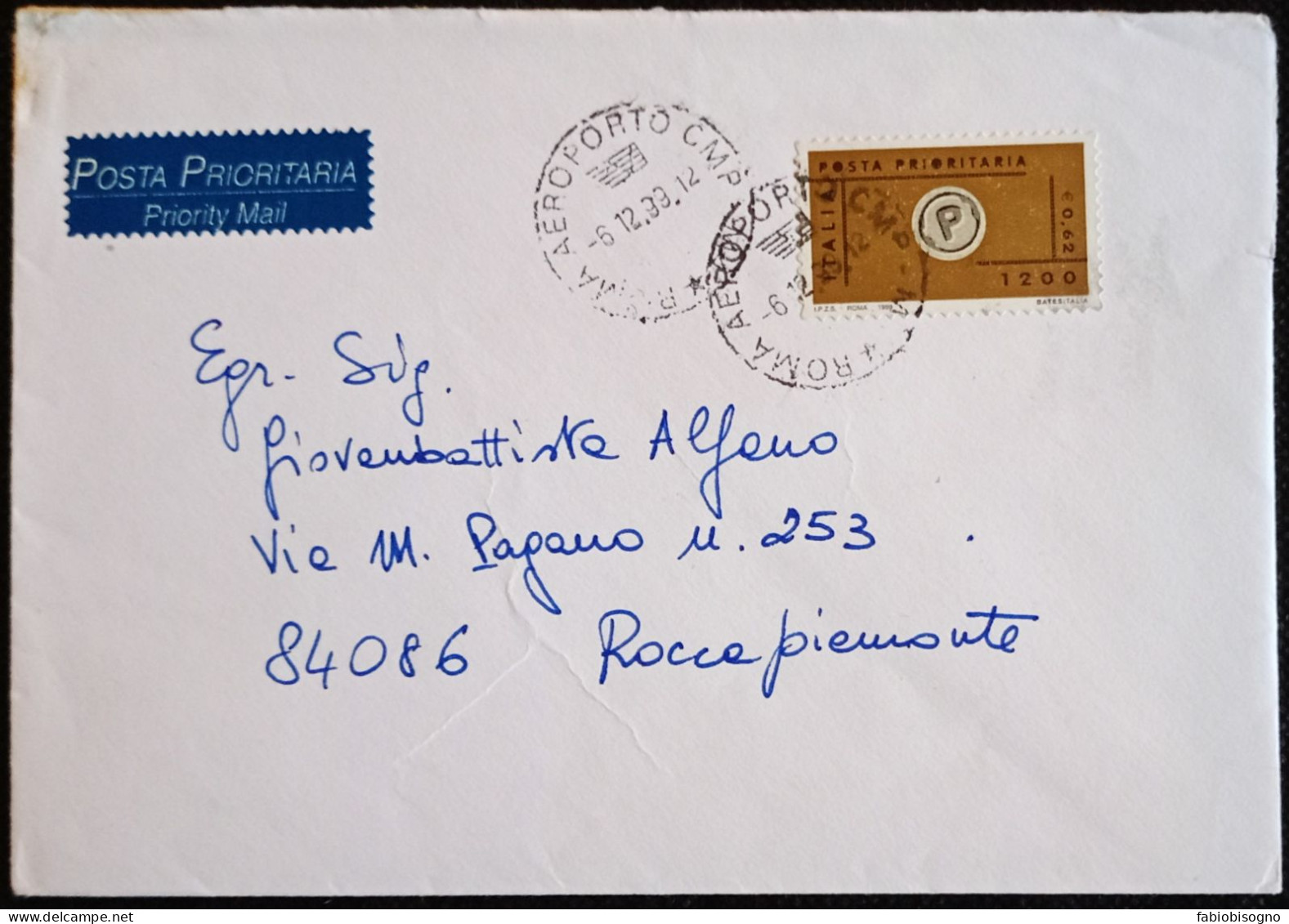 Roma Aeroporto CMP 6.12.1999 Prioritario L.1200/Eur.0,62 - 1991-00: Marcofilie