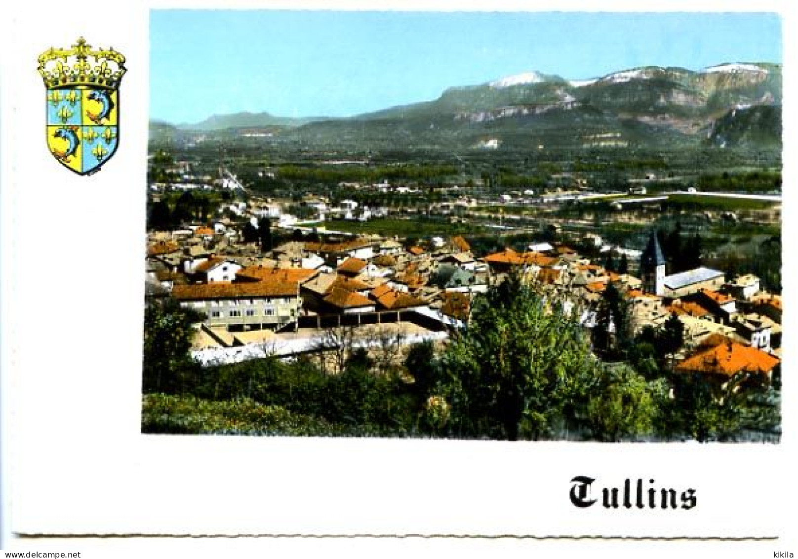 CPSM Dentelée 10.5 X 15 Isère    TULLINS  - Vue Générale Au Fond Les Montagnes De Chartreuse.  Au Premier Plan L'I.M.P. - Tullins