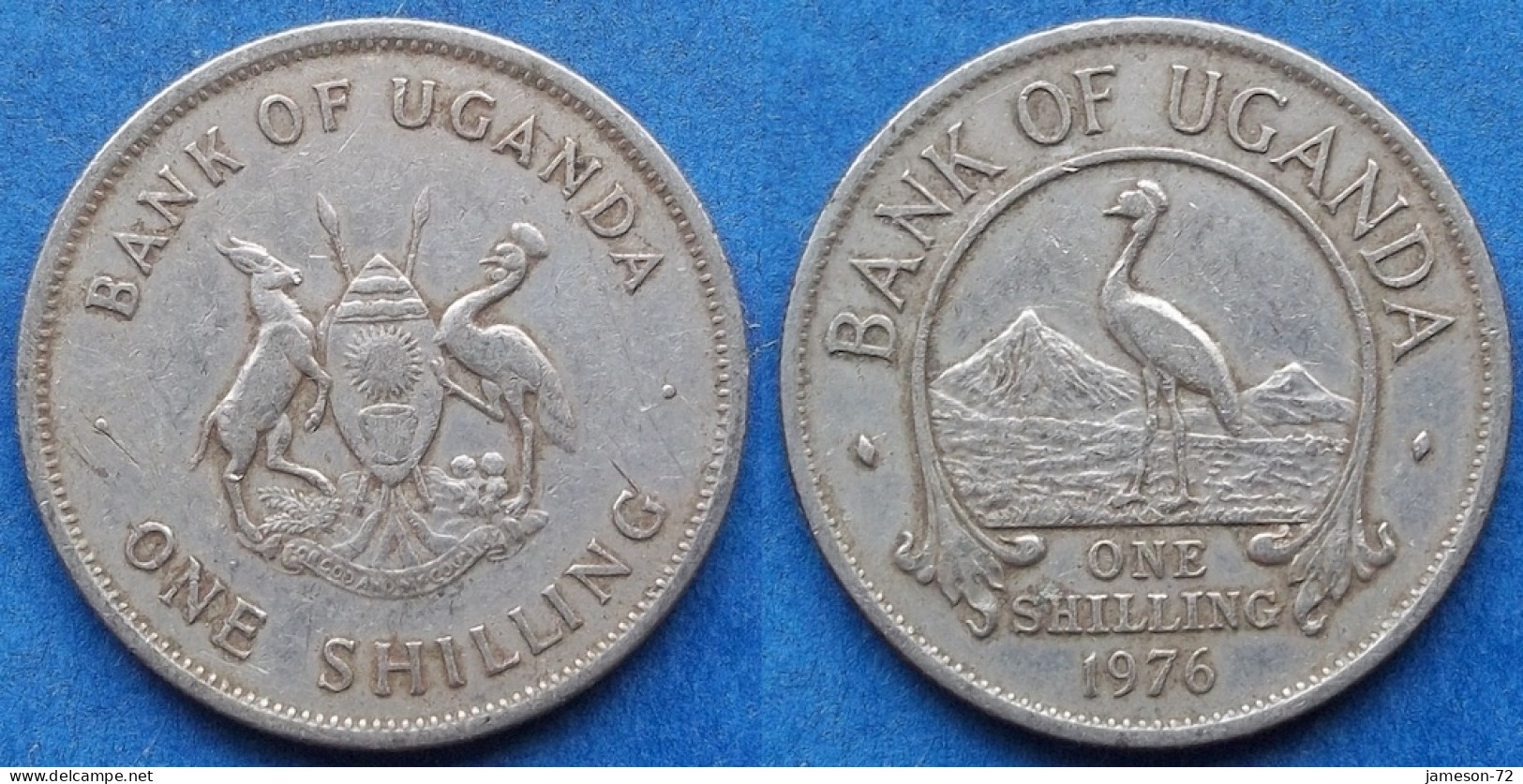 UGANDA - 1 Shilling 1976 "East African Crowned Crane" KM# 5 Republic (1962) - Edelweiss Coins - Oeganda