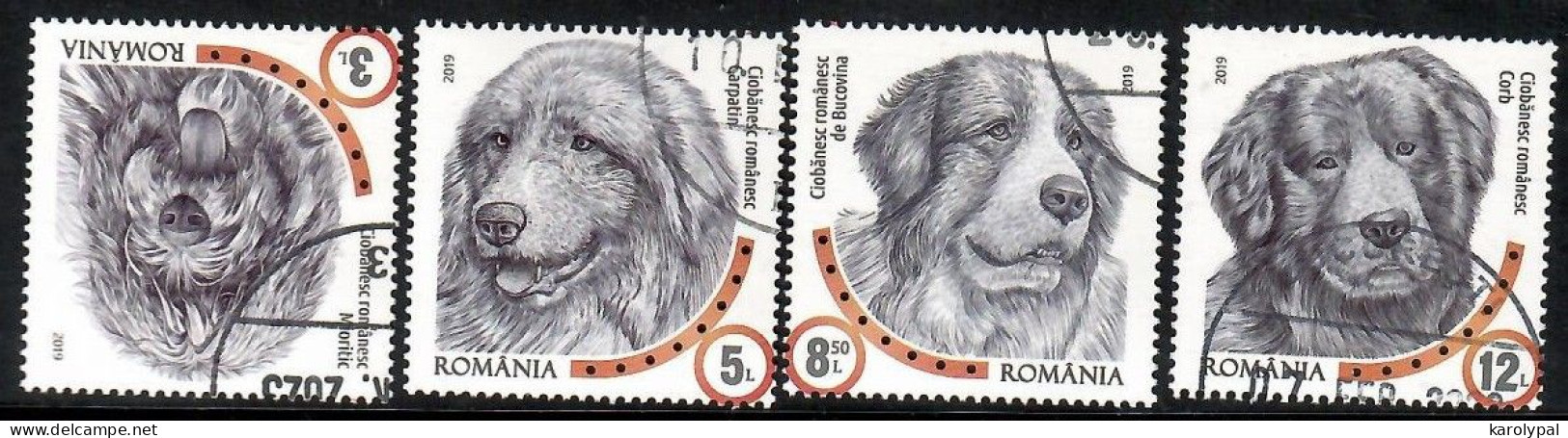 Romania, 2019 CTO, Mi. Nr.7506-9, Dogs - Gebruikt