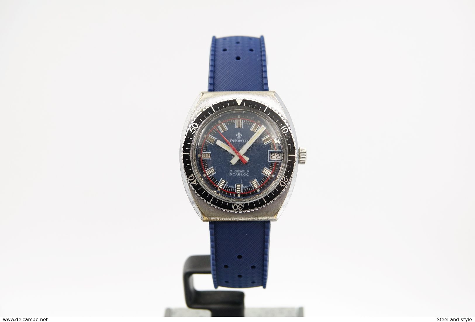 Watches : PRONTO HAND WIND DIVER BLUE DIAL Ref. 0419 - ULTRA RARE - Original - Running - Excelent Condition - Relojes De Lujo